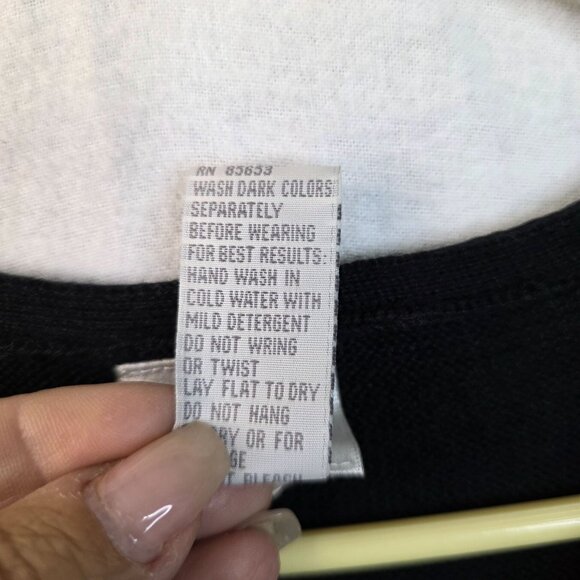 90s Koret Small Embroidered Floral Cardigan Buttons Black Red Vintage Deadstock - Picture 6 of 8